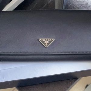 Never used Prada Portafoglio Tessuto. Black canvas wallet.